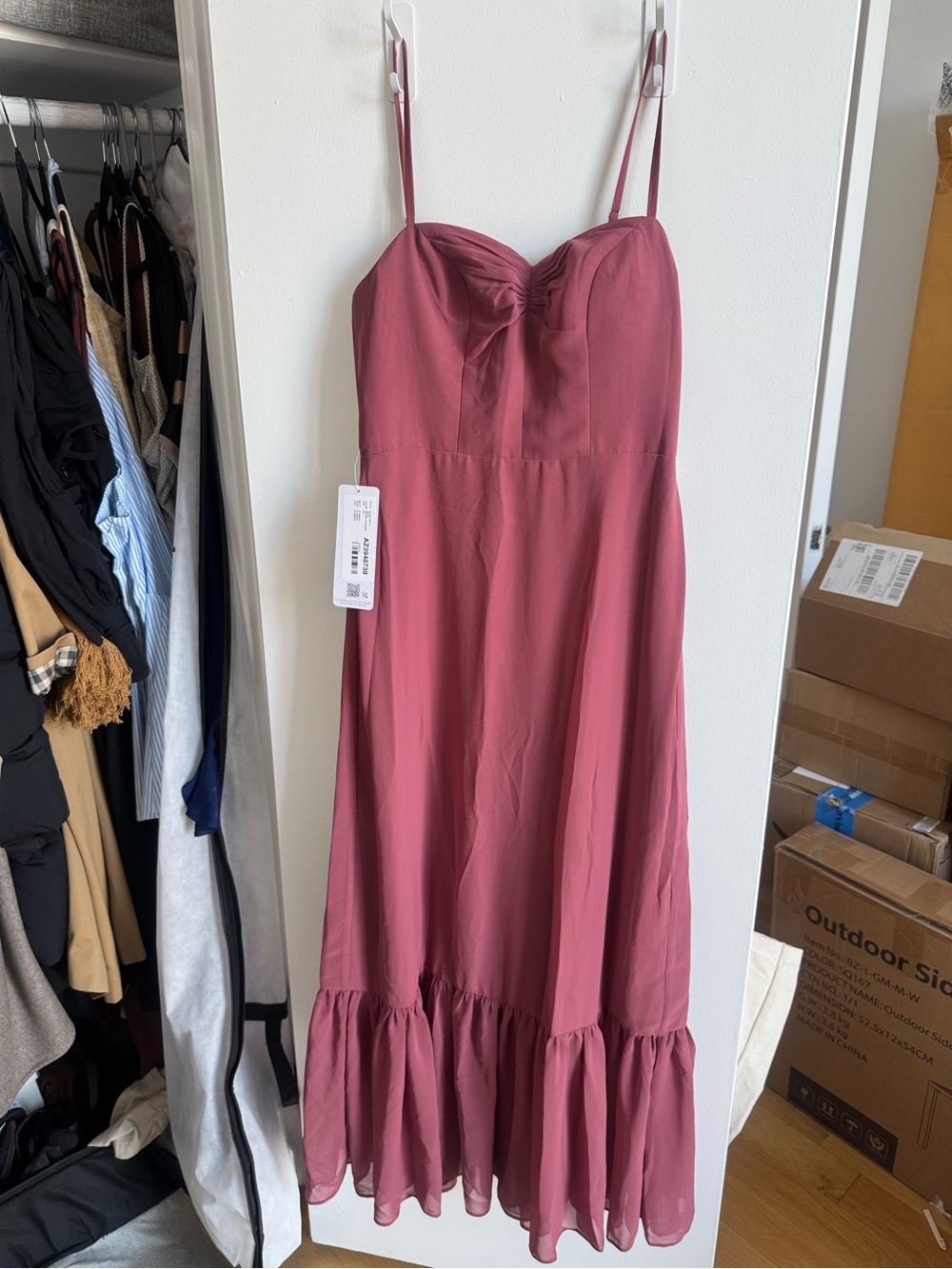 NWT! Azazie mauve calf-length bridesmaids dress